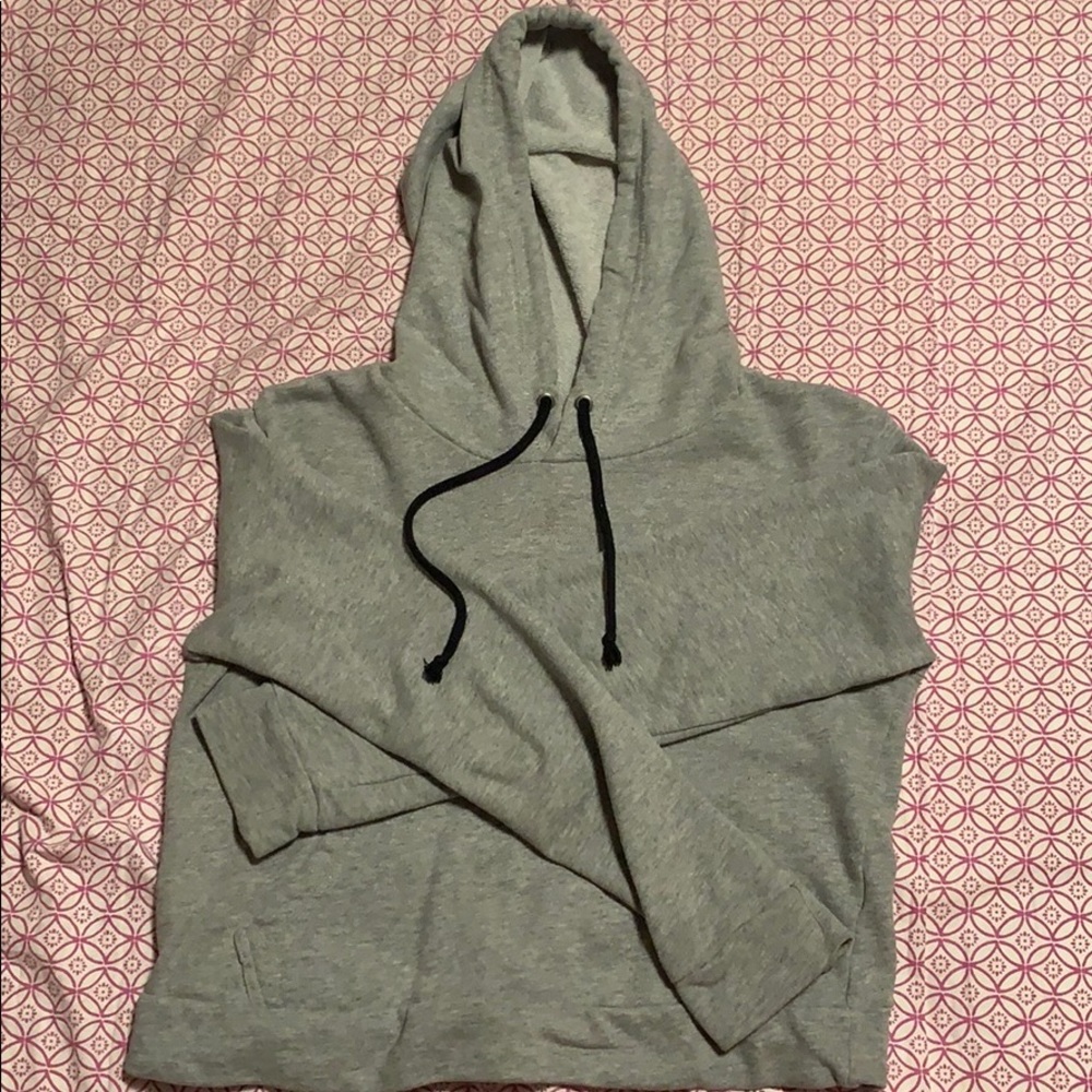 forever 21 cropped silver/gray hoodie